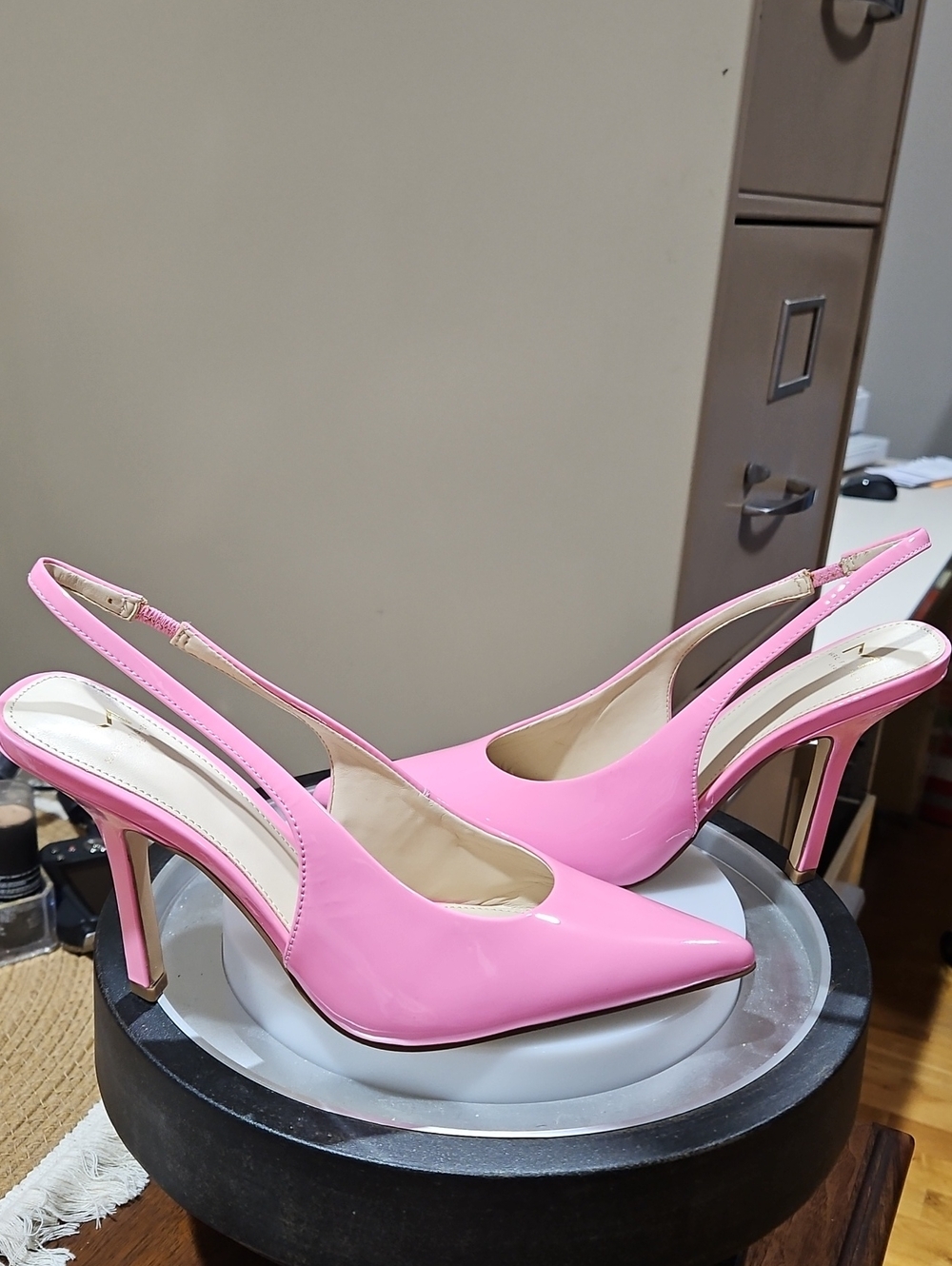 Marc Fisher Pink Patent Pointed Slingback Heels